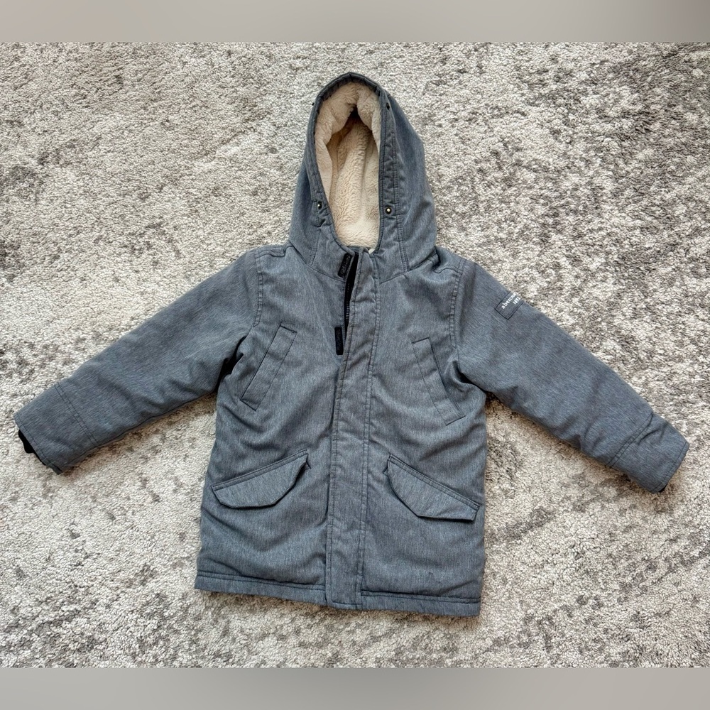 Abercrombie Kids Gray Sherpa Lined Hooded Coat – Size 5/6